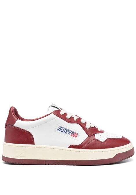 Red And White Two-Tone Leather Medalist Low Sneakers AUTRY | AULMWB35