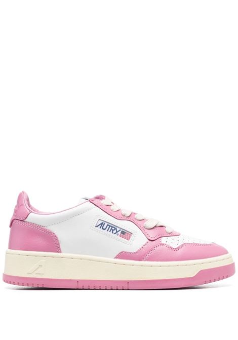 Pink and White Two-Tone Leather Medalist Low Sneakers AUTRY | AULWWB29