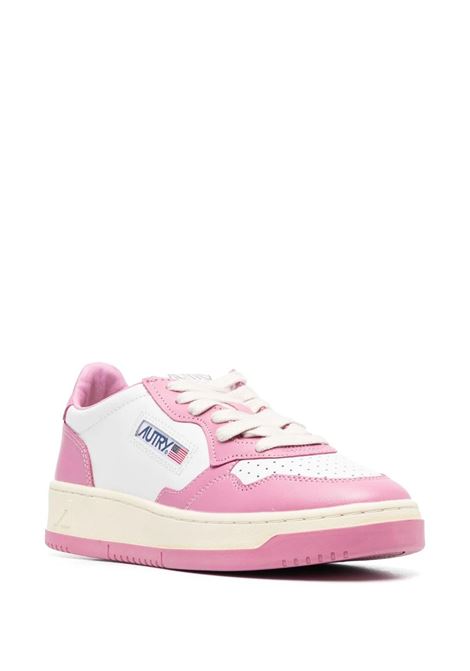 Pink and White Two-Tone Leather Medalist Low Sneakers AUTRY | AULWWB29