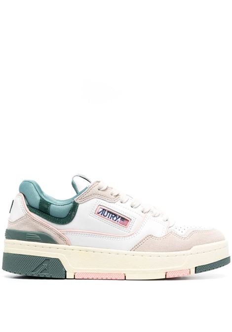 CLC Sneakers In White And Green Leather With Beige Suede AUTRY | ROLWMM07