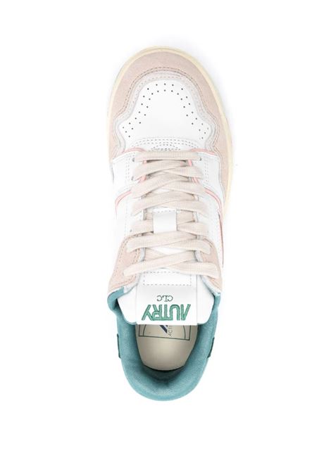 CLC Sneakers In White And Green Leather With Beige Suede AUTRY | ROLWMM07