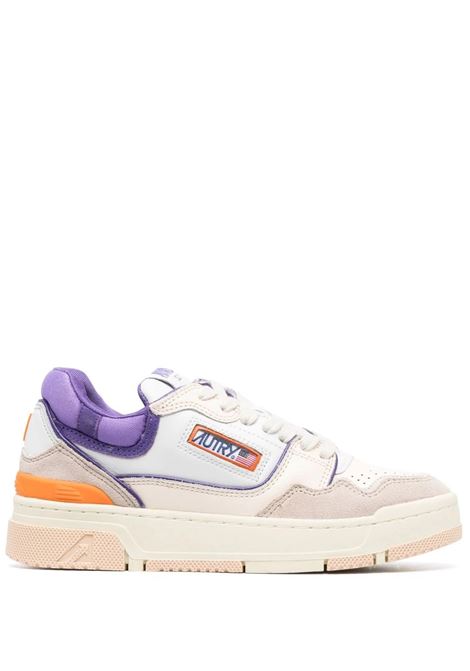 CLC Sneakers In White And Purple Leather With Beige Suede AUTRY | ROLWMM08