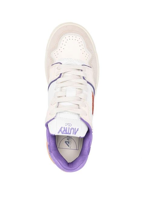 CLC Sneakers In White And Purple Leather With Beige Suede AUTRY | ROLWMM08