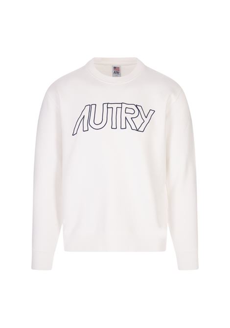 White Crewneck Sweatshirt With Embroidered Logo AUTRY | SWIW408W