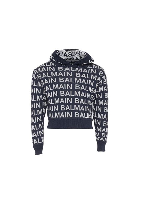 Black Pullover With All-Over Logo BALMAIN KIDS | BS9A90-X0068620BC