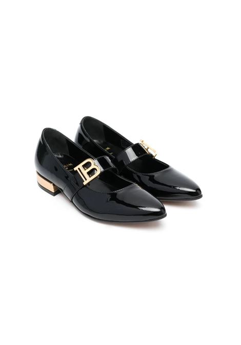 Black Patent Ballerinas With Strap and B Buckle BALMAIN KIDS | BT0A86-Z1028930