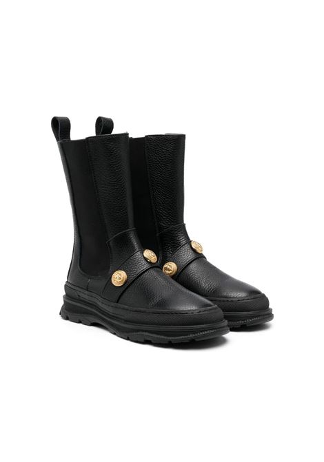 Black Boots With Gold Embossed Buttons BALMAIN KIDS | BT0A96-Z1663930OR