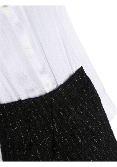 Black and White Cotton and Tweed Jumpsuit BALMAIN KIDS | BT1B50-E0118100NE