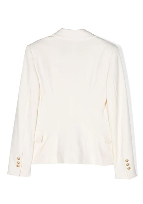White Double-Breasted Jacket With Embossed Gold Buttons BALMAIN KIDS | BT2A24-J0035102OR