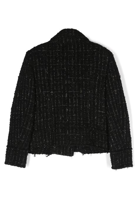 Short Coat In Black Tweed With Logo Patch BALMAIN KIDS | BT2B37-E0118930