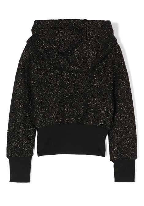Black Hoodie With Glitter And Gold Buttons BALMAIN KIDS | BT4B00-E0112930OR