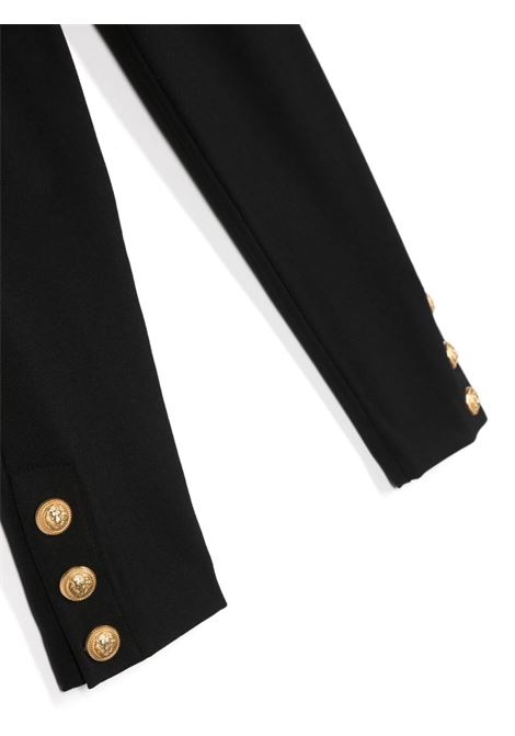 Black High Waist Pants With Gold Embossed Buttons BALMAIN KIDS | BT6A10-J0035930
