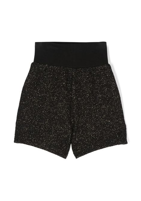 Black Shorts With Glitter And Gold Buttons BALMAIN KIDS | BT6B69-E0112930OR