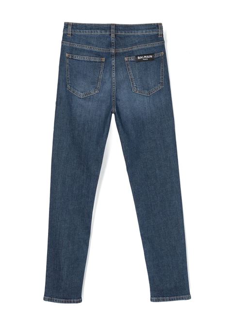 Jeans Straight-Leg Blu Con Patch Logo BALMAIN KIDS | BT6Q80-D0038618