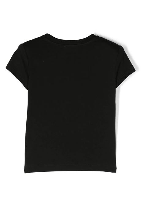 Black T-Shirt With Gold Rhinestone Logo BALMAIN KIDS | BT8A21-J0177930OR