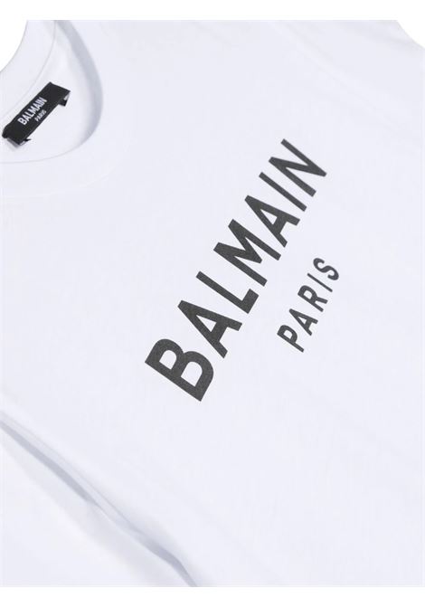 T-Shirt Bianca Con Logo a Contrasto BALMAIN KIDS | BT8P41-Z0082100NE