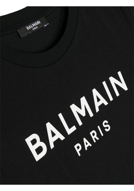Black T-Shirt With Contrast Logo BALMAIN KIDS | BT8P41-Z0082930BC