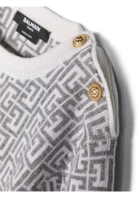 Grey Sweater With Balmain Monogram BALMAIN KIDS | BT9500-W0113102GR