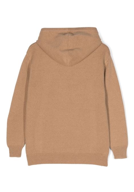 Camel Pullover With Logo and Hood BALMAIN KIDS | BT9P80-W0023116