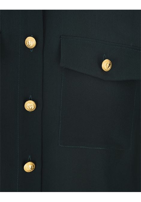Camicia in Crepe de Chine Verde BALMAIN | BF1HS050SB667CX