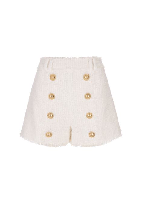 White Tweed Shorts With Buttons BALMAIN | BF1PA313XF910FA