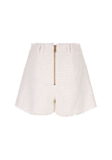 White Tweed Shorts With Buttons BALMAIN | BF1PA313XF910FA