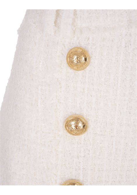 Shorts In Tweed Bianco Con Bottoni BALMAIN | BF1PA313XF910FA