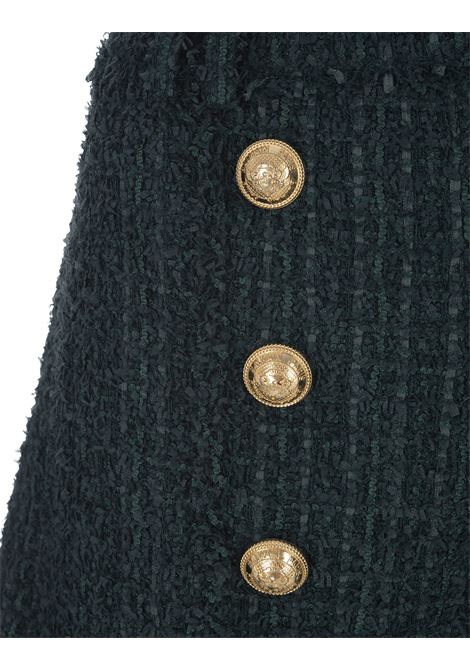 Green Tweed Shorts With Buttons BALMAIN | BF1PA313XF917CX