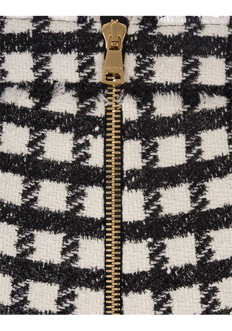 Black and White Checked Tweed Shorts BALMAIN | BF1PA314WB93GFE