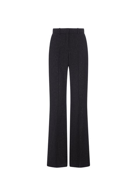 Black Lurex Striped Flare Trousers BALMAIN | BF1PO105WB89EAD