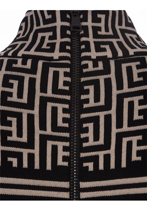 High Neck Knitted Short Dress With Monogram BALMAIN | BF1R8018KE98GFE