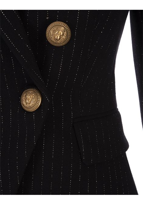 Black Lurex Striped Classic Jacket BALMAIN | BF1SG008WB89EAD