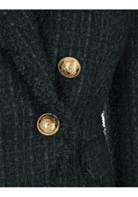 Giacca 6 Bottoni In Tweed Verde BALMAIN | BF1SG165XF917CX
