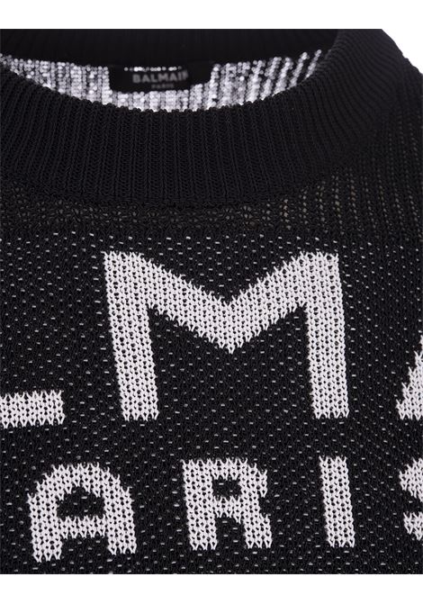 Black Knitted Pullover With Logo BALMAIN | BH1KE010KE07EAB