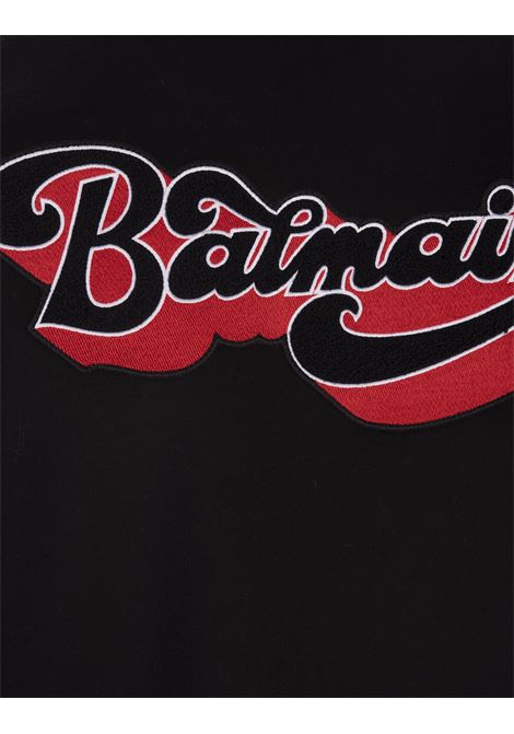 Black Balmain Bomber Jacket In Wool and Leather BALMAIN | BH1TF292WB720PA