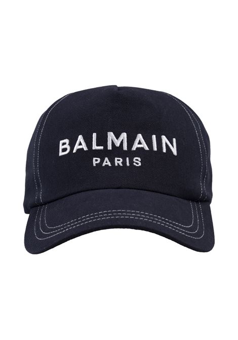 Blue Baseball Hat With White Logo BALMAIN | BH1XA015CB24SFA