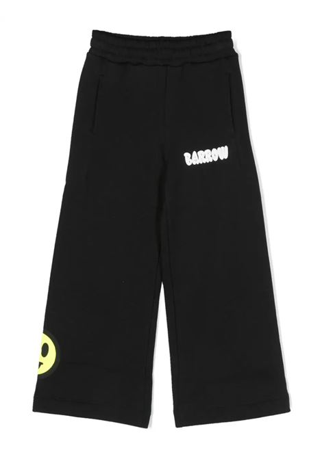 Black Wide Joggers With Logo and Lettering BARROW KIDS | F3BKJGFP098110