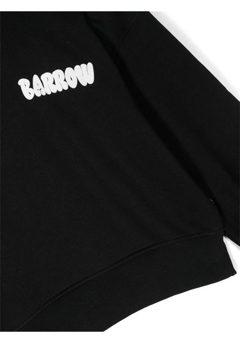 Black Hoodie With Contrasting Logos BARROW KIDS | F3BKJGHS097110