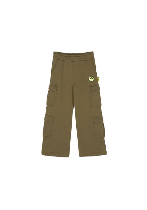 Military Green Loose Cargo Pants With Logo BARROW KIDS | F3BKJUFP031BW010