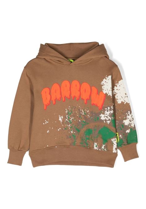 Burnt Sand Hoodie with Logo Print and Colour Spots BARROW KIDS | F3BKJUHS072924