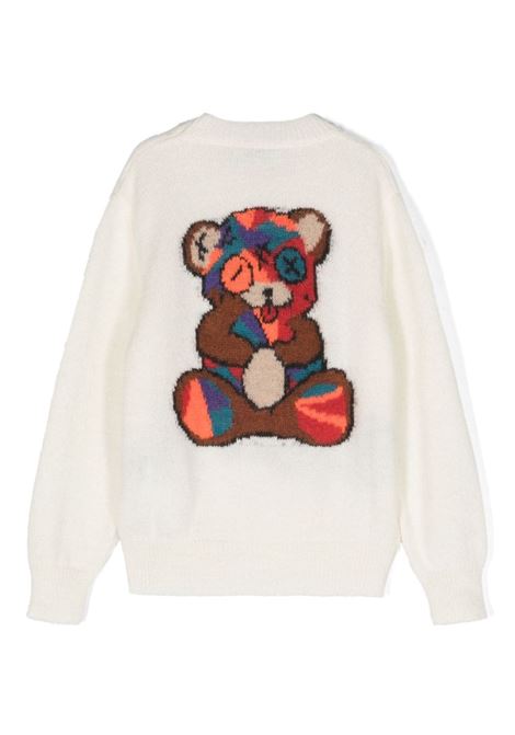 Ivory Sweater With Bear Inlay BARROW KIDS | F3BKJUJP036BW009