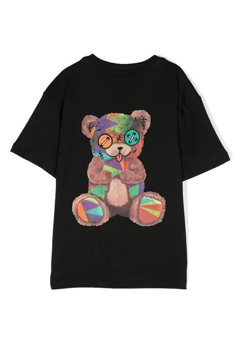 T-Shirt Nera Con Logo Davanti e Teddy Dietro BARROW KIDS | F3BKJUTH025110