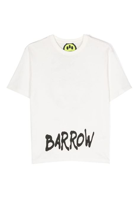 T-Shirt Bianca Con Logo Lettering a Contrasto BARROW KIDS | F3BKJUTH041002