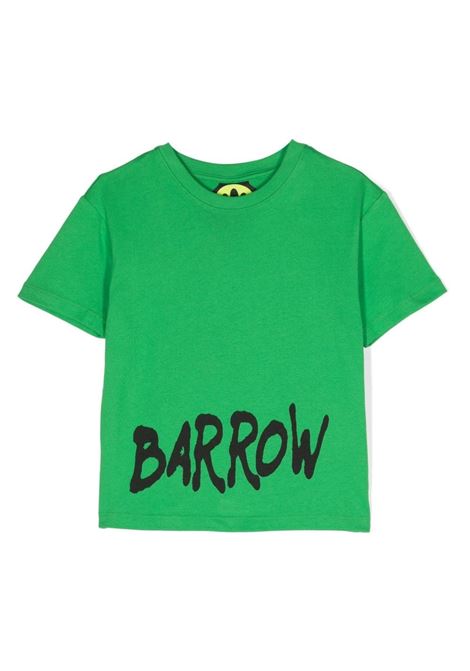 T-Shirt Verde Con Logo Lettering a Contrasto BARROW KIDS | F3BKJUTH041BW012