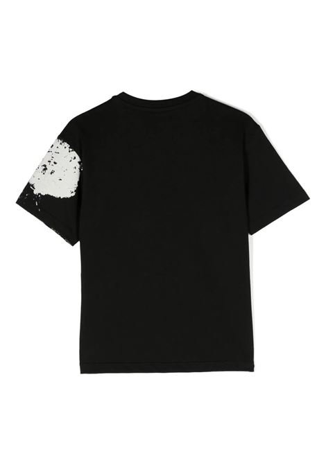 T-Shirt Nera Con Stampa Logo e Macchie Di Colore BARROW KIDS | F3BKJUTH082110
