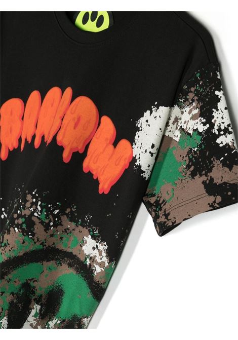 T-Shirt Nera Con Stampa Logo e Macchie Di Colore BARROW KIDS | F3BKJUTH082110