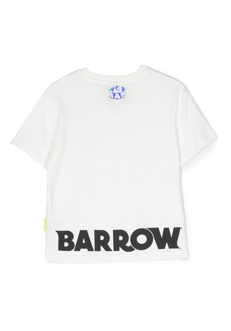 T-Shirt Bianca Con Logo e Lettering Fronte e Retro BARROW KIDS | F3BKJUTH094002