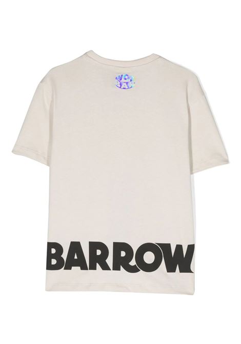 T-Shirt Tortora Con Logo e Lettering Fronte e Retro BARROW KIDS | F3BKJUTH094BW009