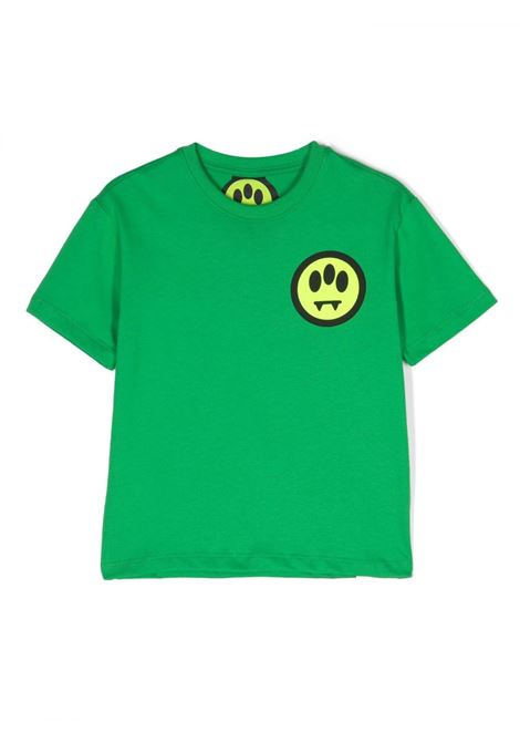 T-Shirt Verde Con Logo e Lettering Fronte e Retro BARROW KIDS | F3BKJUTH094BW012