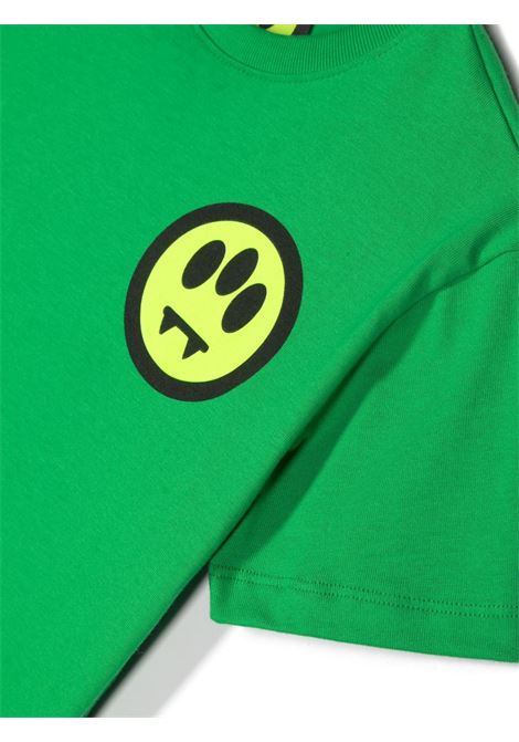 T-Shirt Verde Con Logo e Lettering Fronte e Retro BARROW KIDS | F3BKJUTH094BW012